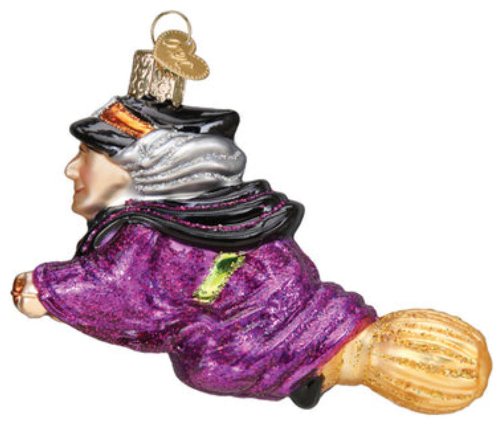 Old World Christmas Witch On Broomstick Blown Glass Holiday Ornament For Tree