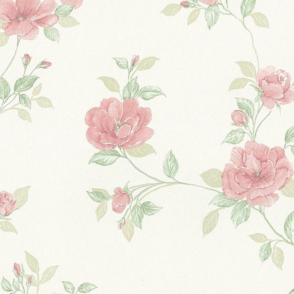 Silk Impressions 2, Contemporary Floral Cream, Rose Wallpaper Sample