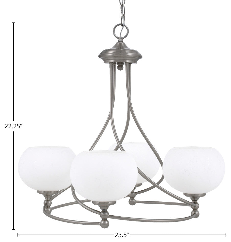 Capri 4-Light Chandelier, Brushed Nickel/White Muslin