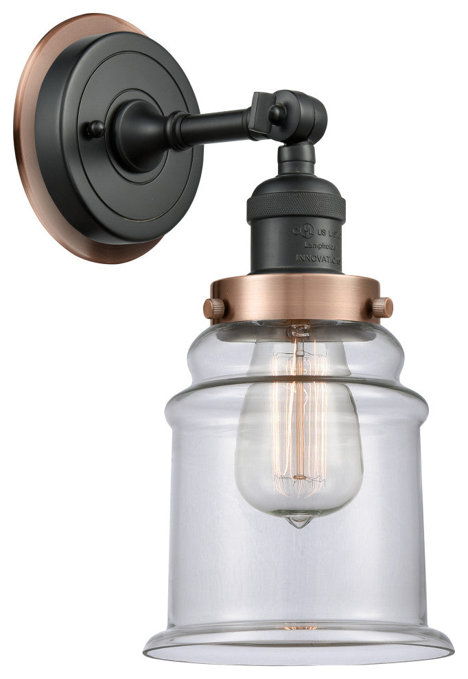 INNOVATIONS LIGHTING 203BK-BPAC-HRAC-G182 Canton 1 Light Mixed Metals Sconce