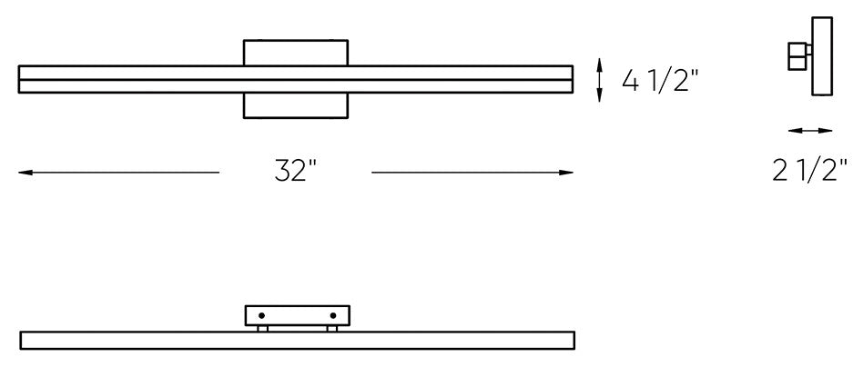 DALS Lighting LED Vanity Light, 5 CCT, 32" Chrome