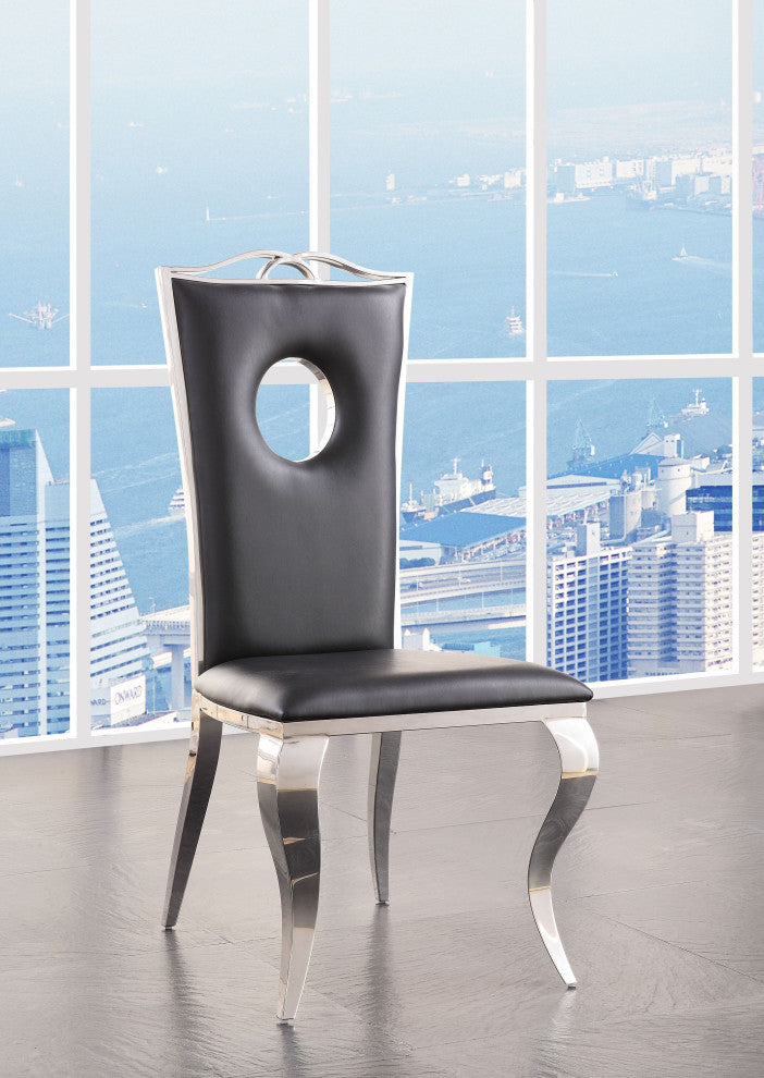 ACME Cyrene Side Chair, Set of 2, PU/Stainless Steel