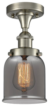 Small Bell 1-Light Flush Mount, Brushed Satin Nickel, Plated Smoke