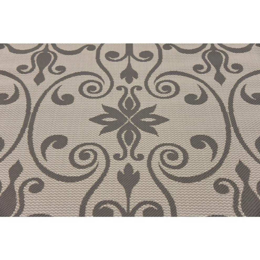 Rug Unique Loom Outdoor Botanical Gray Round 6' 0 x 6' 0