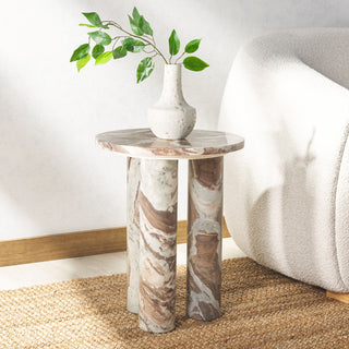 Safavieh Couture Giabella Marble Accent Table, White/Brown