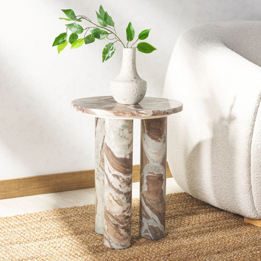 Safavieh Couture Giabella Marble Accent Table, White/Brown