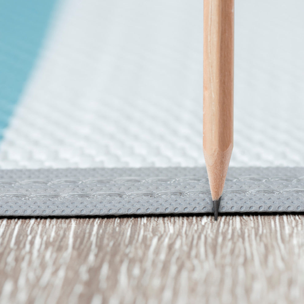 Simonson Contemporary Stripes, Aqua/White, 5'x6'11"