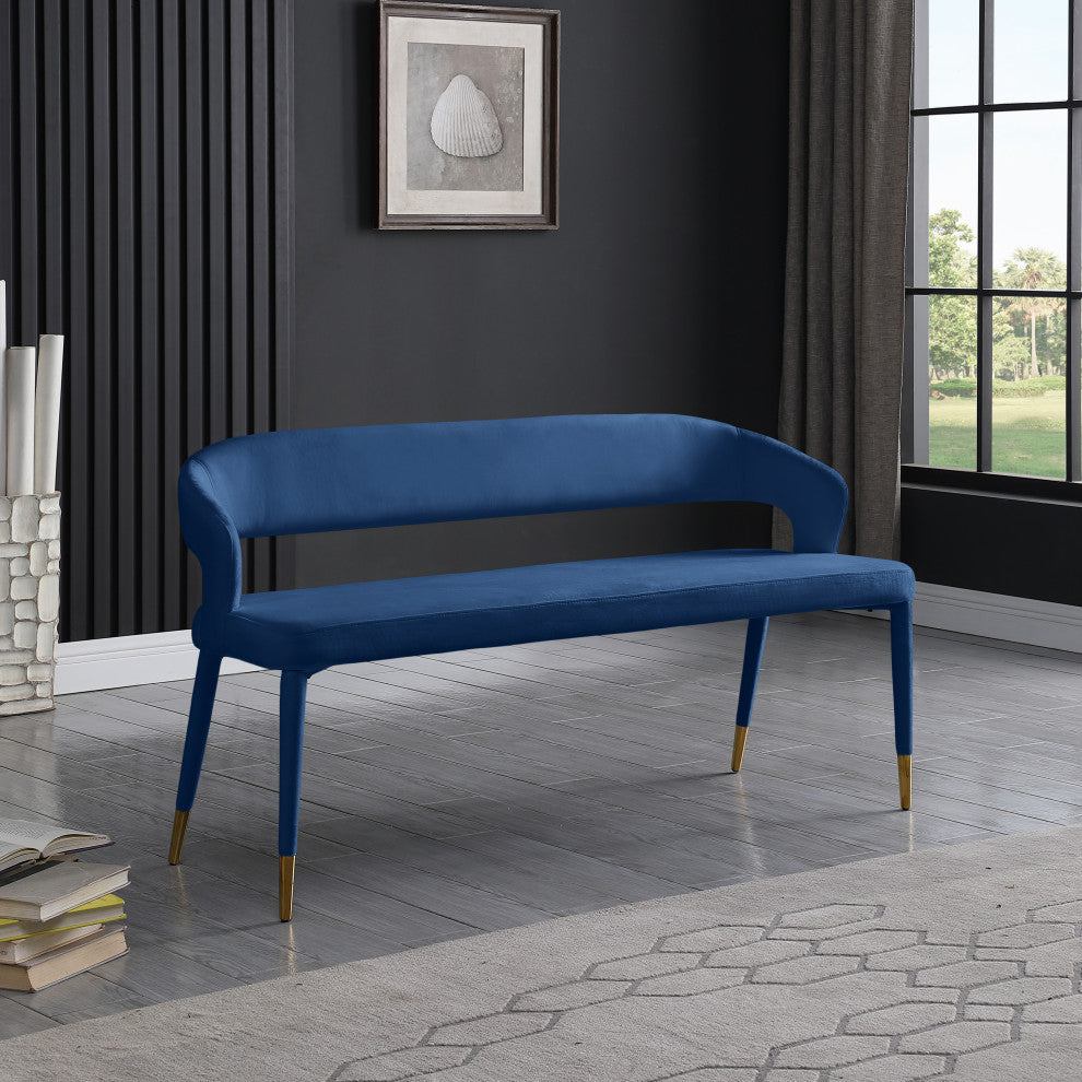 Destiny Upholstered Bench, Navy, Velvet