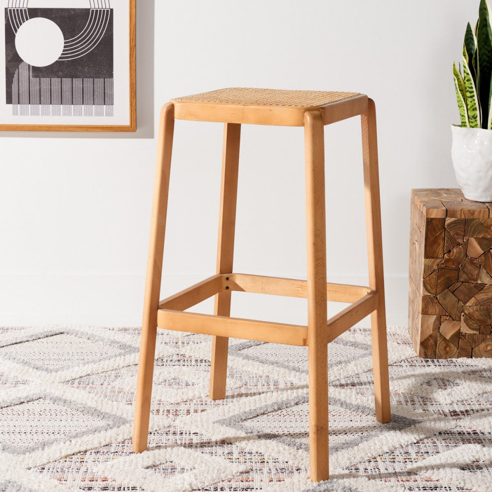 Safavieh Silus Backless Cane Bar Stool, Natural