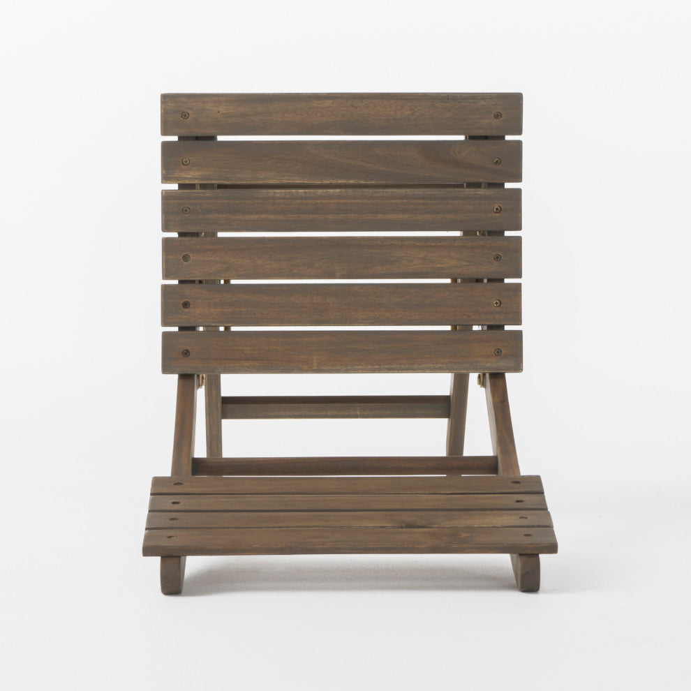 GDF Studio Vicaro Outdoor Gray Acacia Wood Foldable Dining Chairs, Set of 2