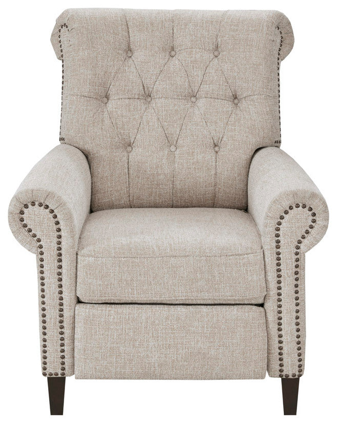 Aidan Rolled Back Push Back Recliner Accent Chair, Cream