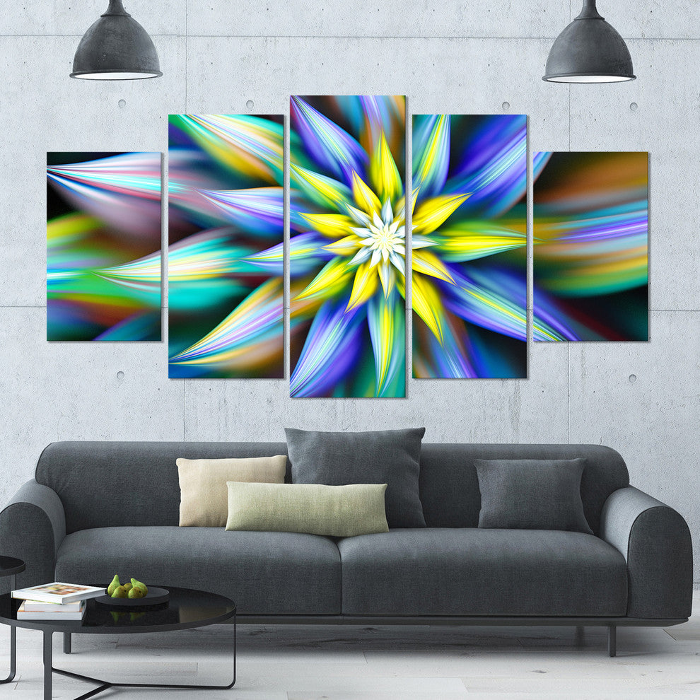 Dancing Multi Color Flower Petals, Floral Canvas Art Print, 60"x32", 5 Panels