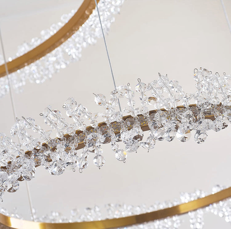 Versoix | Creative Crystal LED Pendant Light in the Shape of Rings, Dia15.7+23.6+31.5", Remote Dimming