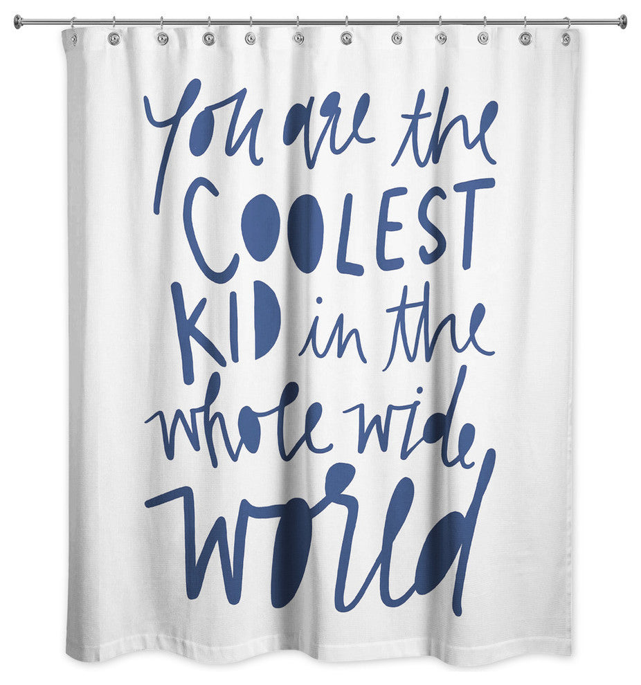 Coolest Kid Blue Text 71x74 Shower Curtain