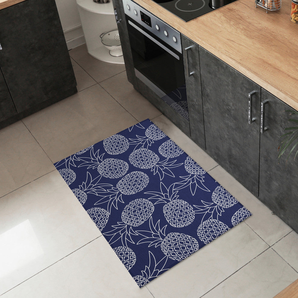 Indoor/Outdoor Kendall KE6 Navy Machine Washable 1'8" x 2'6" Rug