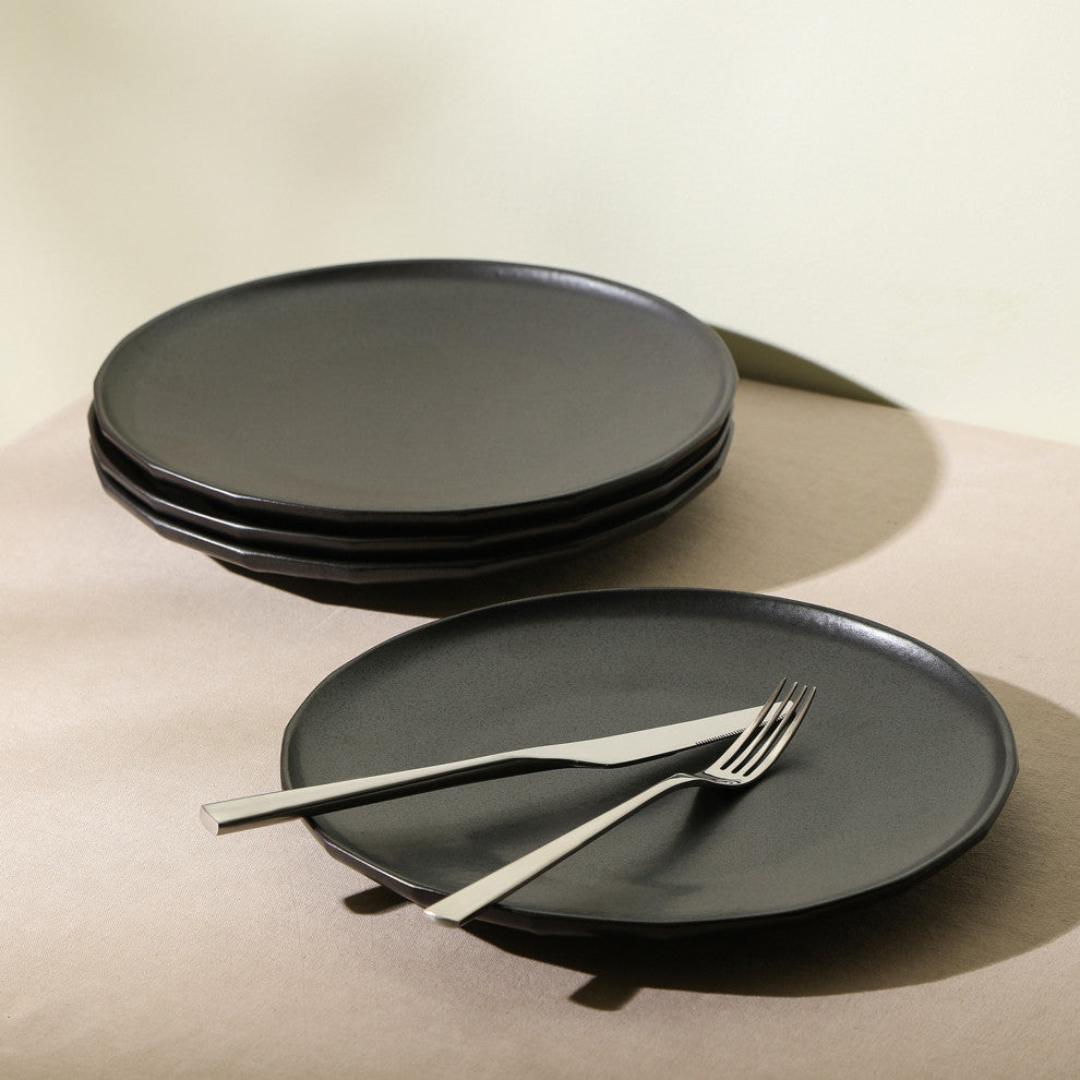 Stone Lain Rio Stoneware Dinner Plate Set of 4, Black