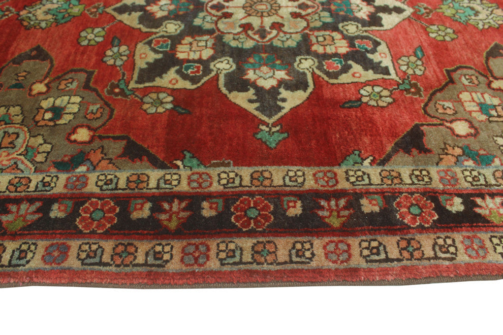 Fine Vintage Distressed Carleen Rust/Charcoal Runner, 3'7x10'4