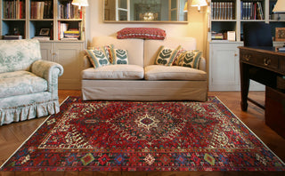 Fine Vintage Heriz Leia Red/Charcoal Runner, 7'7 x 10'0