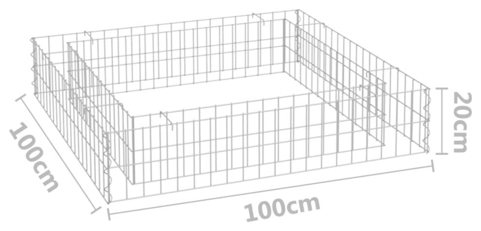 Vidaxl Gabion Raised Bed Galvanized Steel 39.4"x39.4"x7.9"