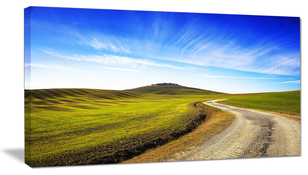 "Rural Road And Olive Trees Uphill" Landscape Wall Art, 32"x16"