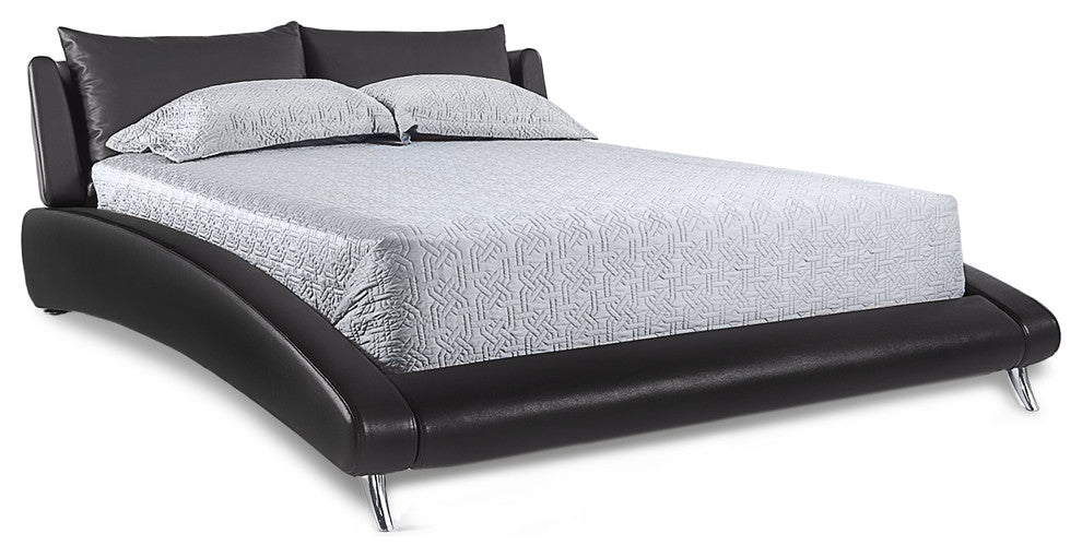 Cadillac King Black Leather Platform Bed by Zuri Furniture