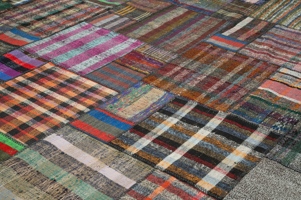 Rug N Carpet - Handmade Oriental 10' 10'' x 13' 6'' Unique Patchwork Kilim Rug