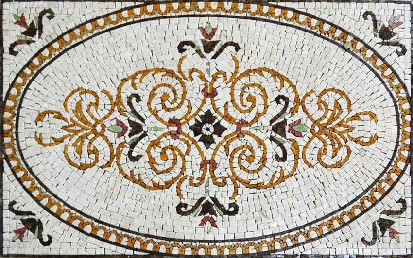 Arabesque Marble Rug Mosaic - Sand, 53"x35"