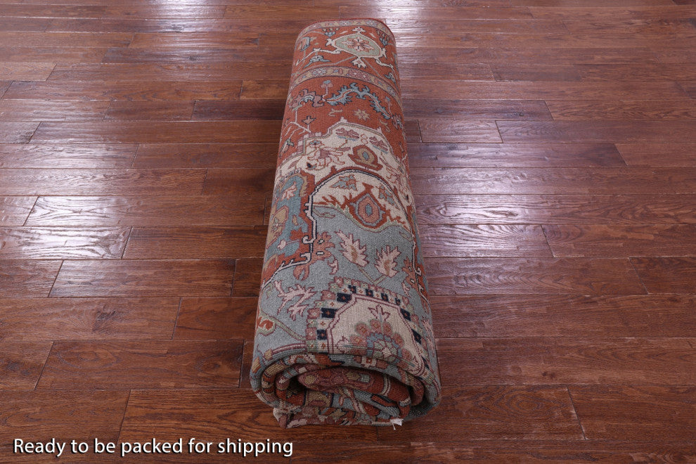 Hand Knotted Persian Fine Serapi Wool Rug 9' 0" X 11' 10" - Q14700