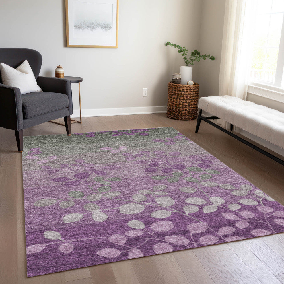 Machine Washable Indoor/Outdoor Chantille ACN1900 Purple 9' x 12' Rug