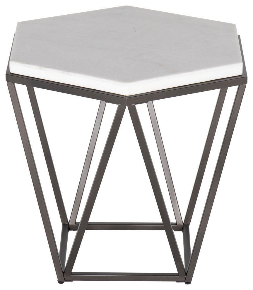 Corvus White Marble Top End Table