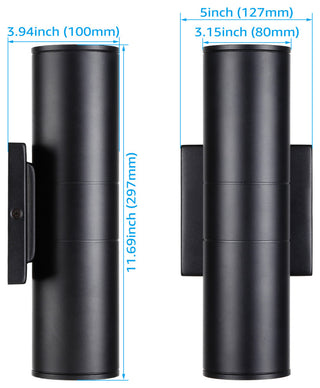 6-Pack LED Cylinder Up Down Wall Light, 100V-277V, 3000K Warm White