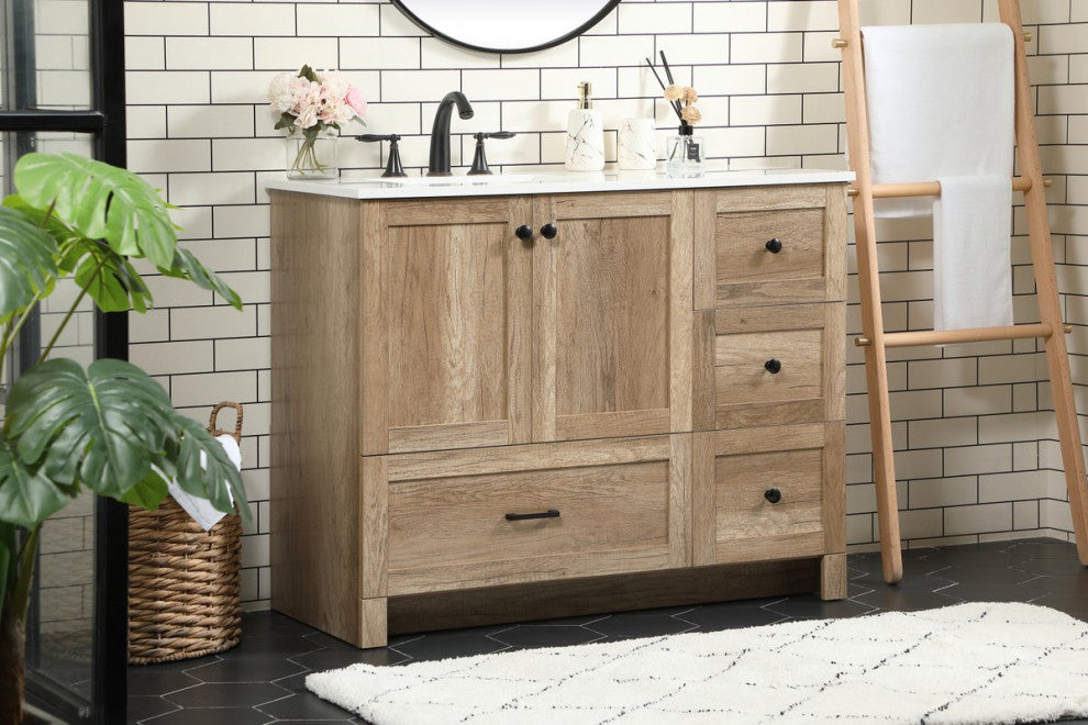 Home Living 19" Farmhouse Natural Oak-Light Bathroom Vanity