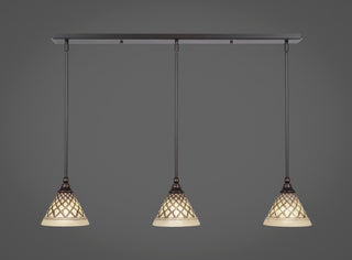 Stem 3-Light Pendalier with Hang Straight Swivel, Dark Granite/Chocolate Icing