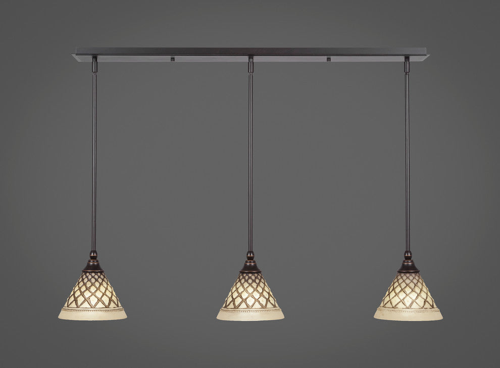 Stem 3-Light Pendalier with Hang Straight Swivel, Dark Granite/Chocolate Icing
