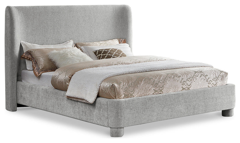 Penny Bed, Gray, Queen, Chenille Fabric