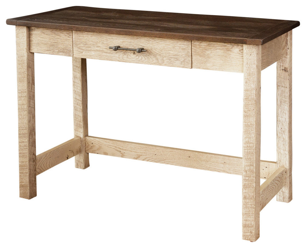 Rustic Writing Table, White With Van Dyke Brown Glaze and Rich Tobacco
