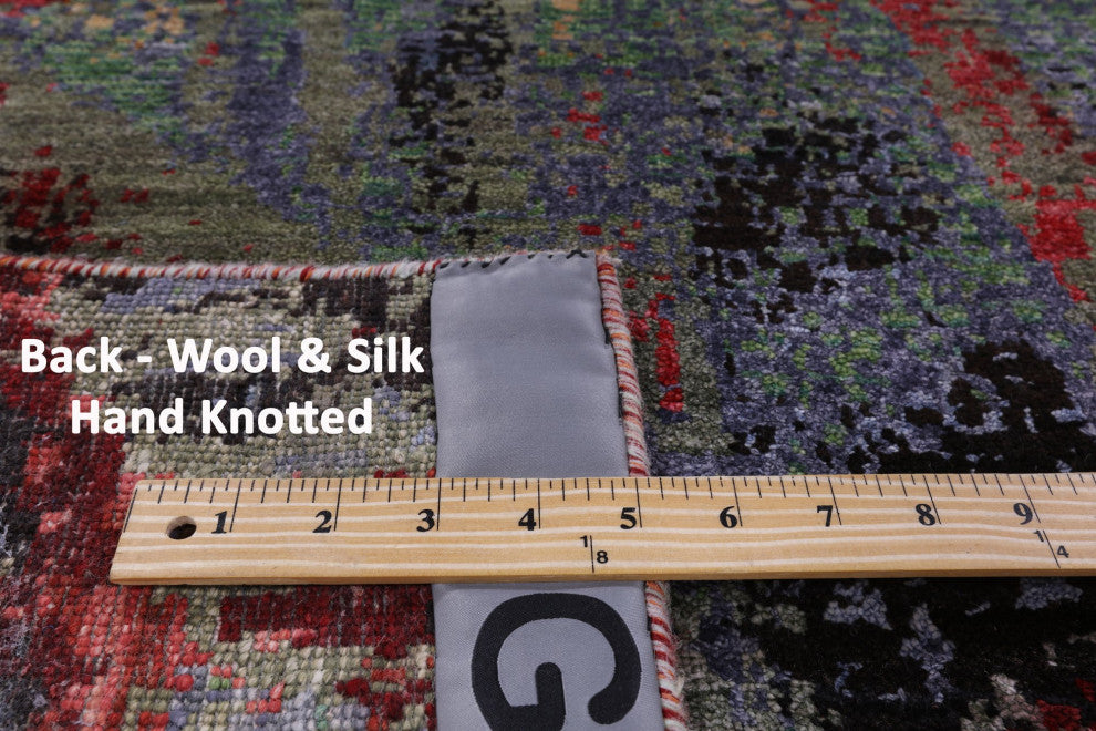 6' 2" X 9' 4" Garden Design Wool and Silk Rug Q8789