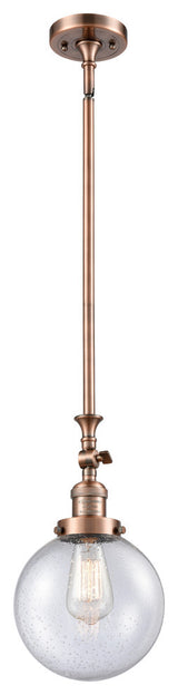 Beacon 1-Light LED Mini Pendant, Antique Copper, Glass: Seedy