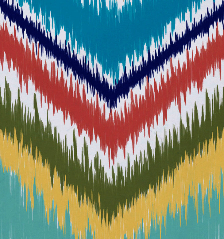 Ikat-Arina Chevron Stripes Print Placement, Caribbean, Set of 4