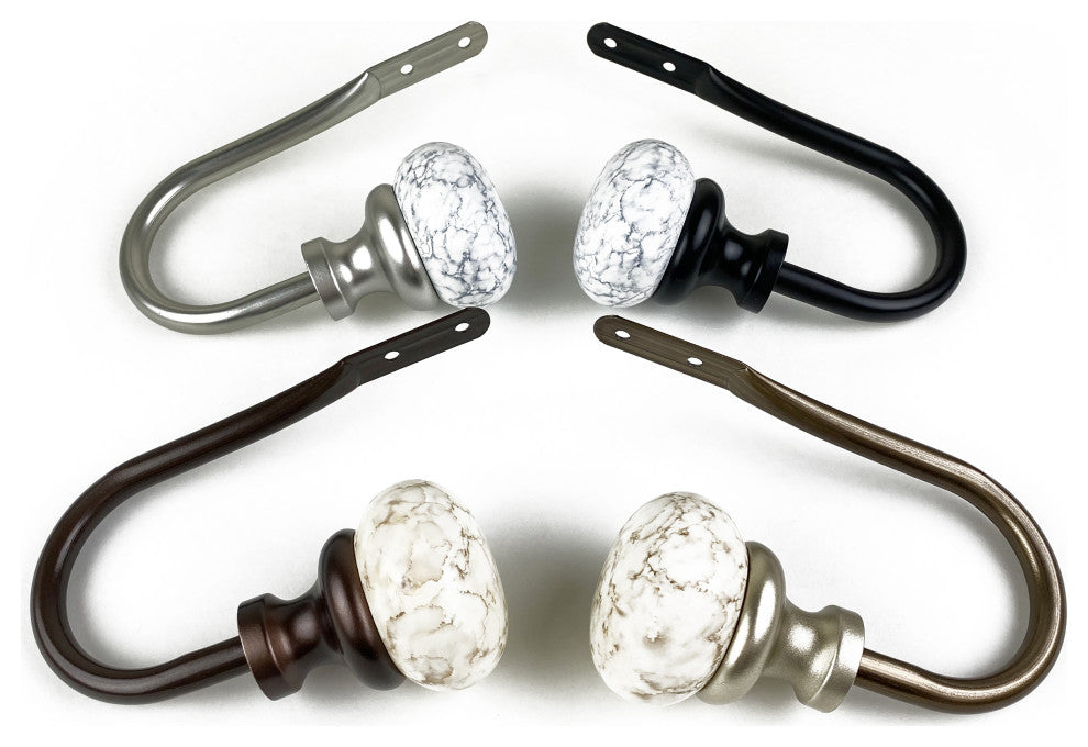 Creola Curtain Holdback, Pair, Satin Nickel
