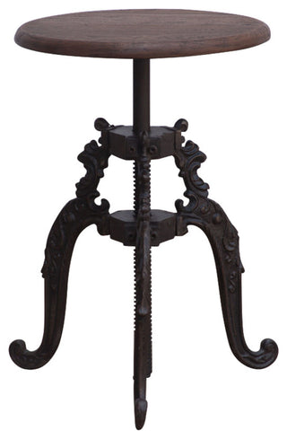Regina Brown Reclaimed Teak and Cast Iron Adjusting Stool