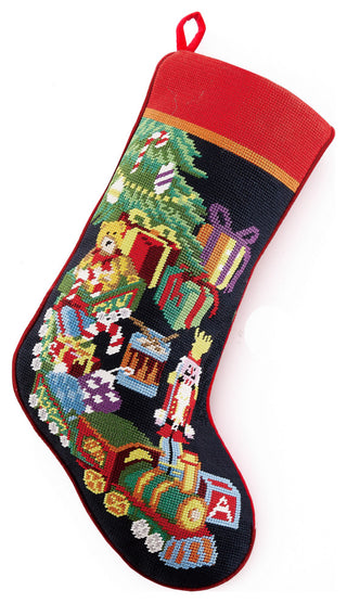 Toy Train Embroidered Stocking