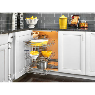 Steel 3-Tier Pull Out Organizer for Blind Corner Cabinets With Soft Close, 15"