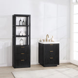 Vinnova Cadiz Bath Vanity, Composite Stone Top, Black, 24", No Mirror