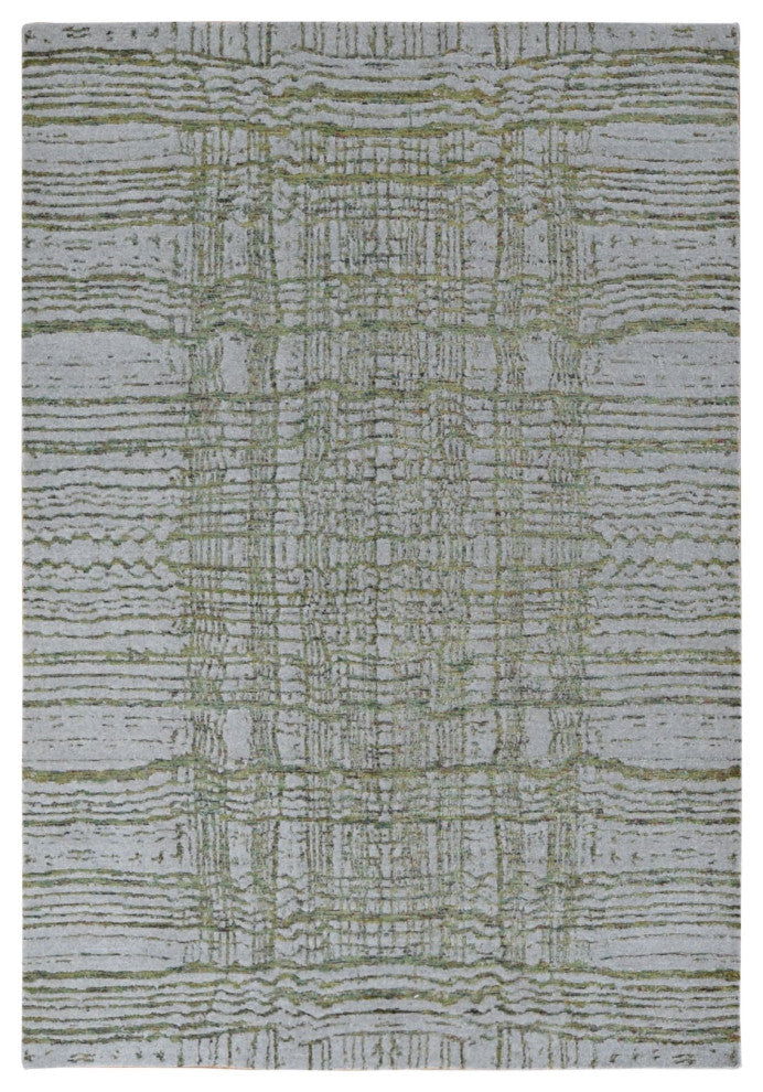 Goose Gray Modern Fine Jacquard Hand Loomed Wool and Art Silk Rug 6'x8'9"