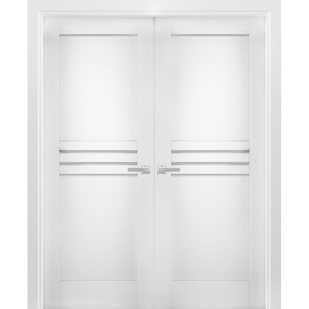 Interior French Double Doors / Mela 7444 White Silk /Modern Doors -56x96
