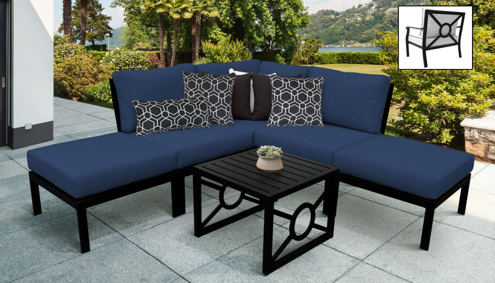 kathy ireland Madison Ave. 6 Piece Aluminum Patio Furniture Set 06b, Midnight