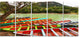 Colorful Boats in Mexico, Landscape Canvas Art Print, 60"x28", 5 Panels