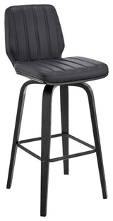 Armen Living Renee 30" Faux Leather/Wood Swivel Bar Stool in Gray/Black