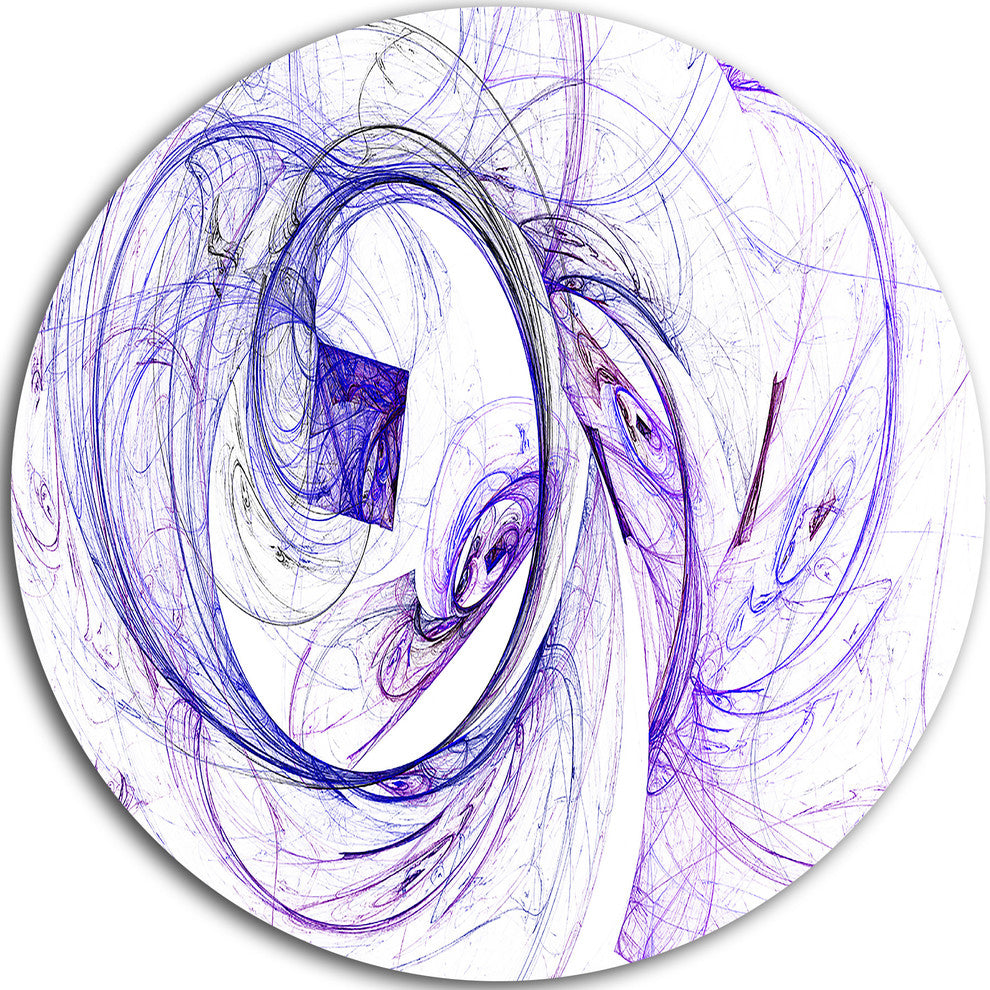 Billowing Smoke Blue, Abstract Digital Art Disc Metal Wall Art, 11"